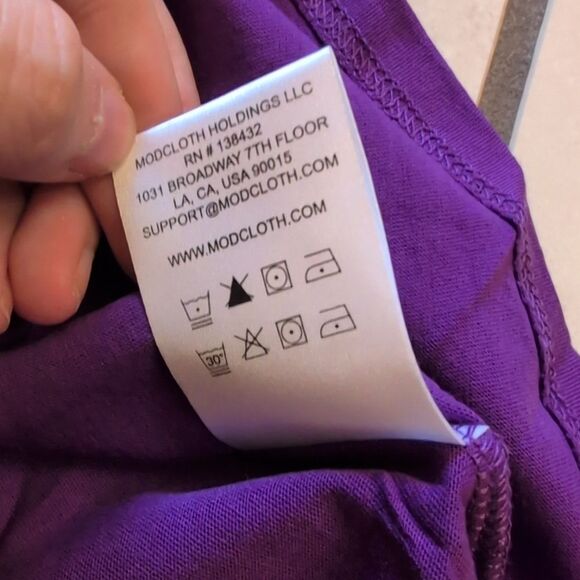 NWT ModCloth Halloween Tee Shirt Purple Organic Cotton Size L - Picture 7 of 11